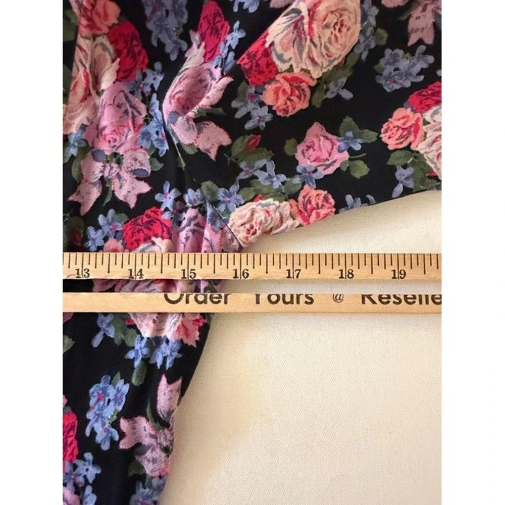 Jonathan Martin Vintage 90s Floral Button Front Maxi‎ Dress Black Pink Size 5/6